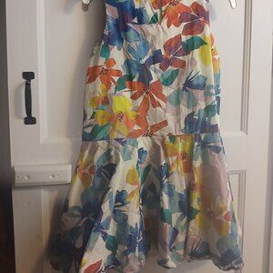 Tea Multi color Flower Pattern Girls Dress Size 8 100% cotton